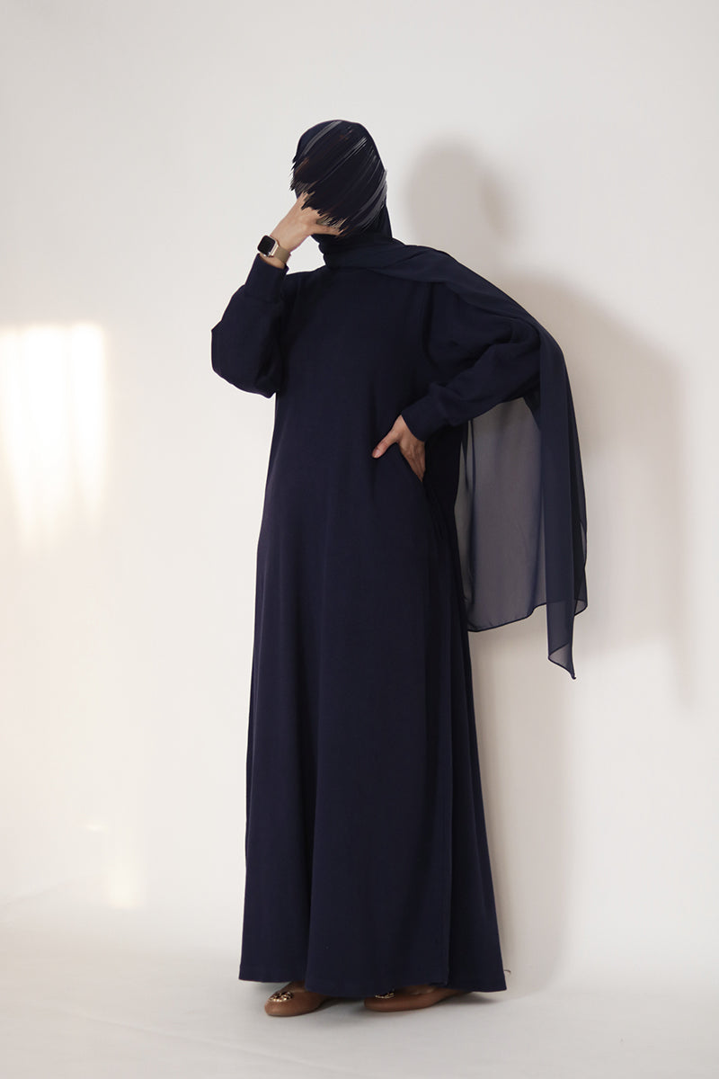 Dark Blue Knit Abaya