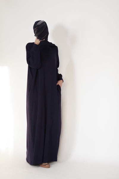 Dark Blue Knit Abaya