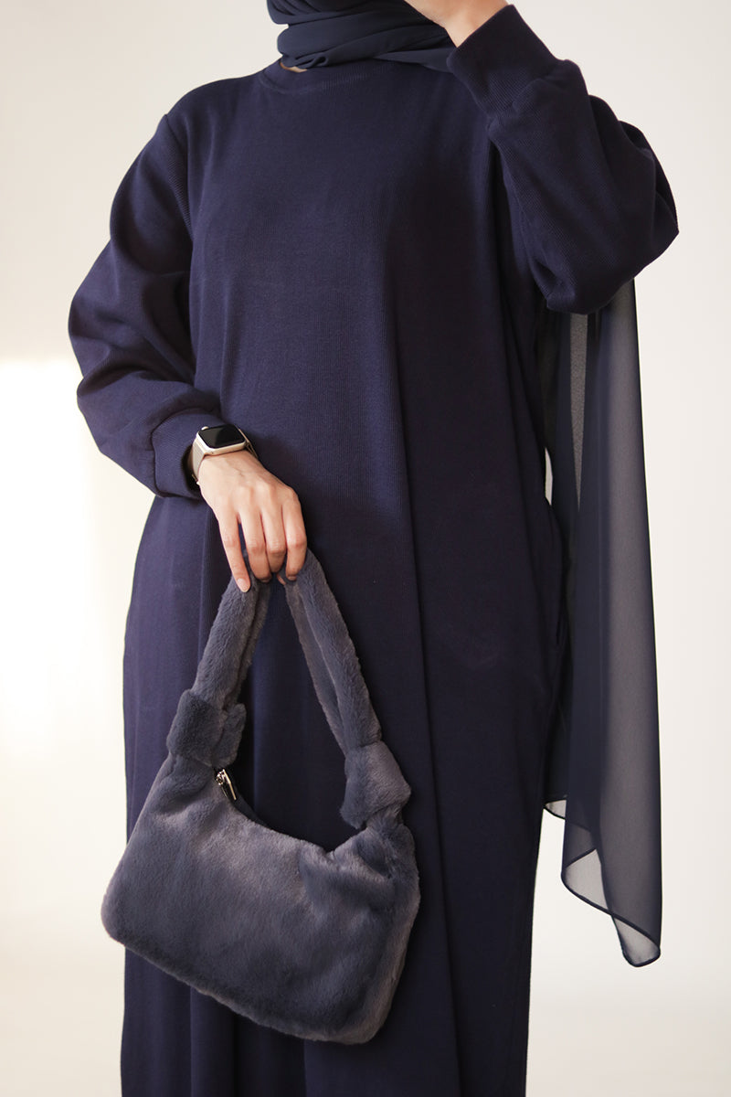 Dark Blue Knit Abaya