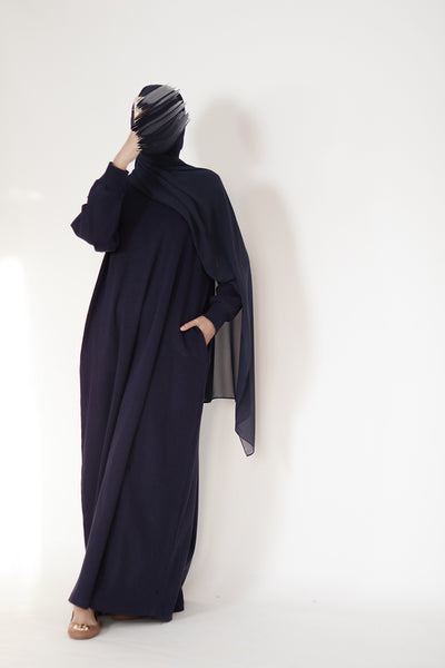 Dark Blue Knit Abaya