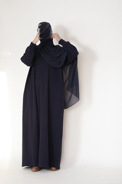 Dark Blue Knit Abaya