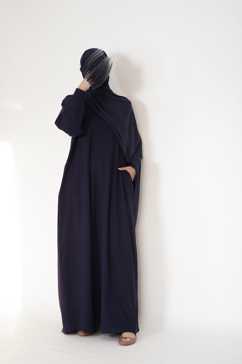 Dark Blue Knit Abaya