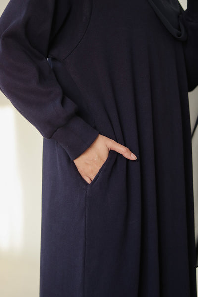 Dark Blue Knit Abaya