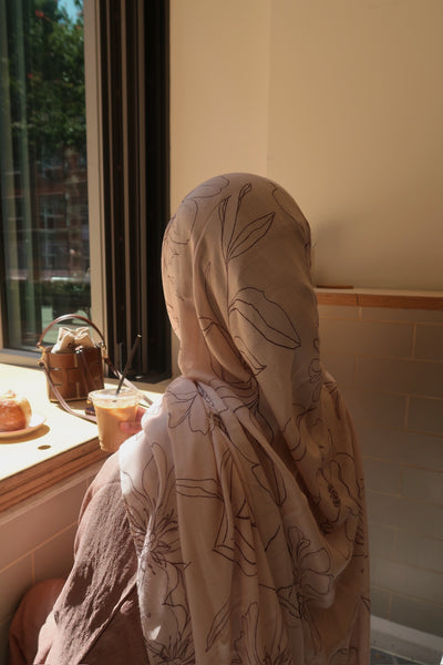 Printed Modal Hijab | Sketched Floral
