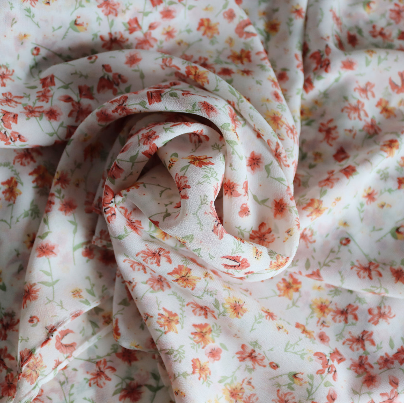 Chiffon Printed Hijab / Red Camellia