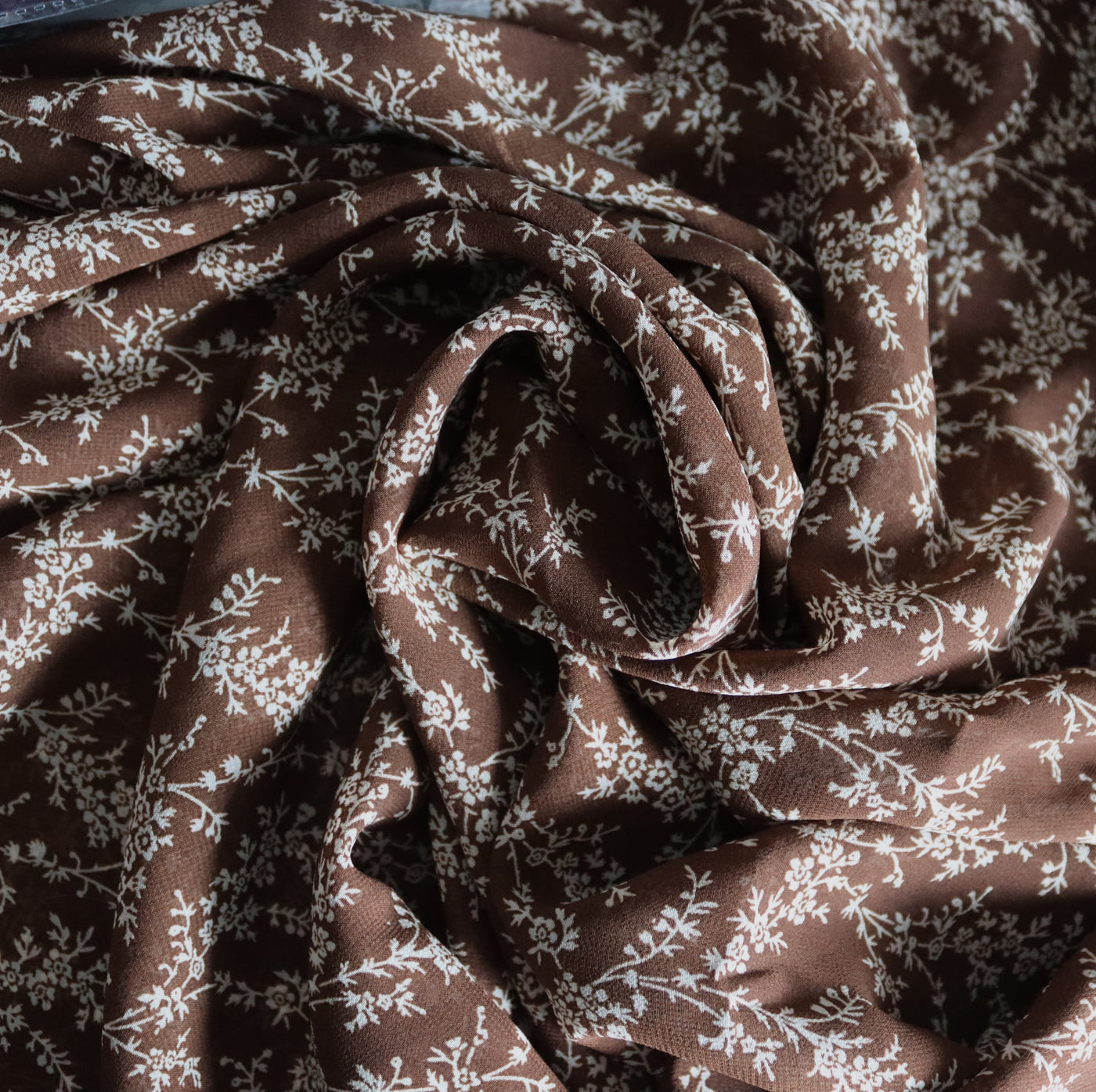 Chiffon Printed Hijab / Brown Ditsy Floral