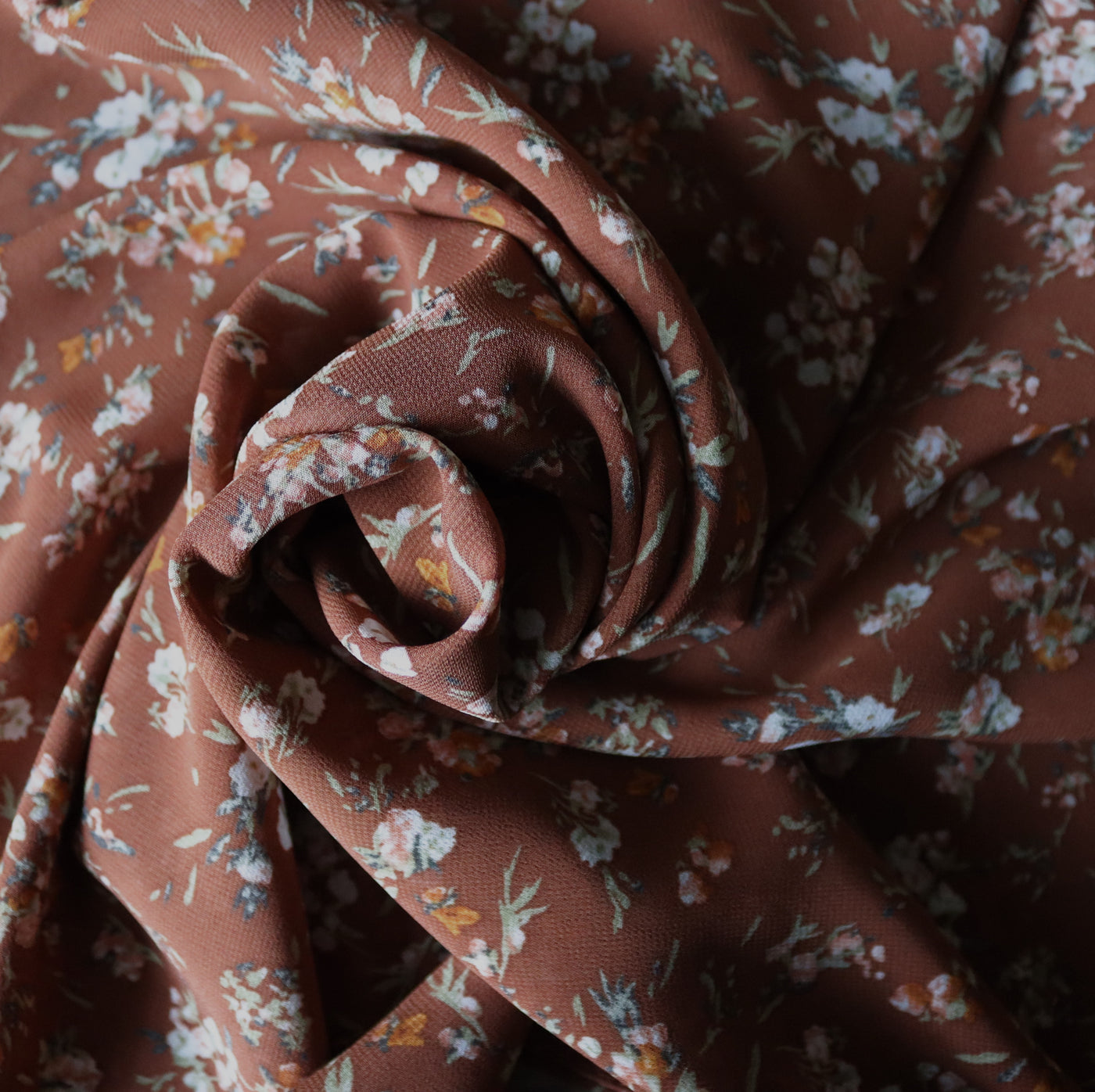 Chiffon Printed Hijab / Brown Ditsy Floral