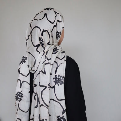 Printed Modal Hijab | Monochrome Floral