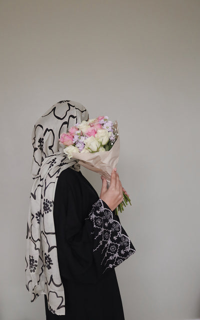 Printed Modal Hijab | Monochrome Floral