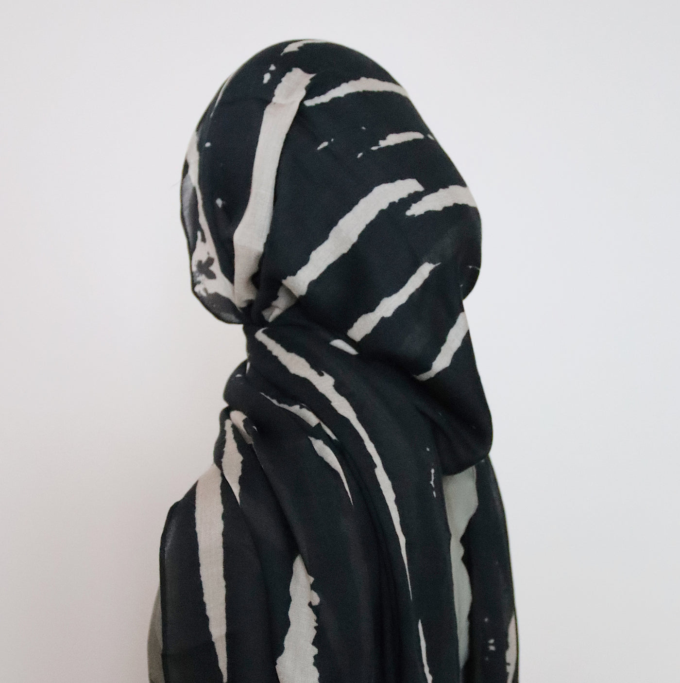 Printed Modal Hijab | Black Striped