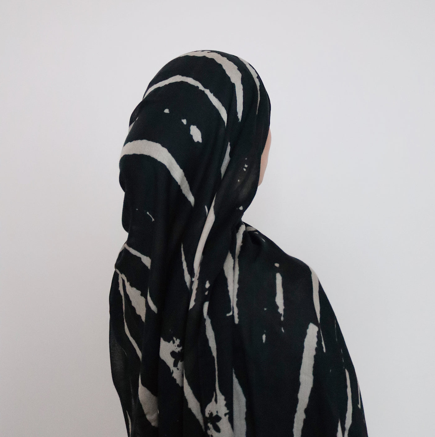 Printed Modal Hijab | Black Striped