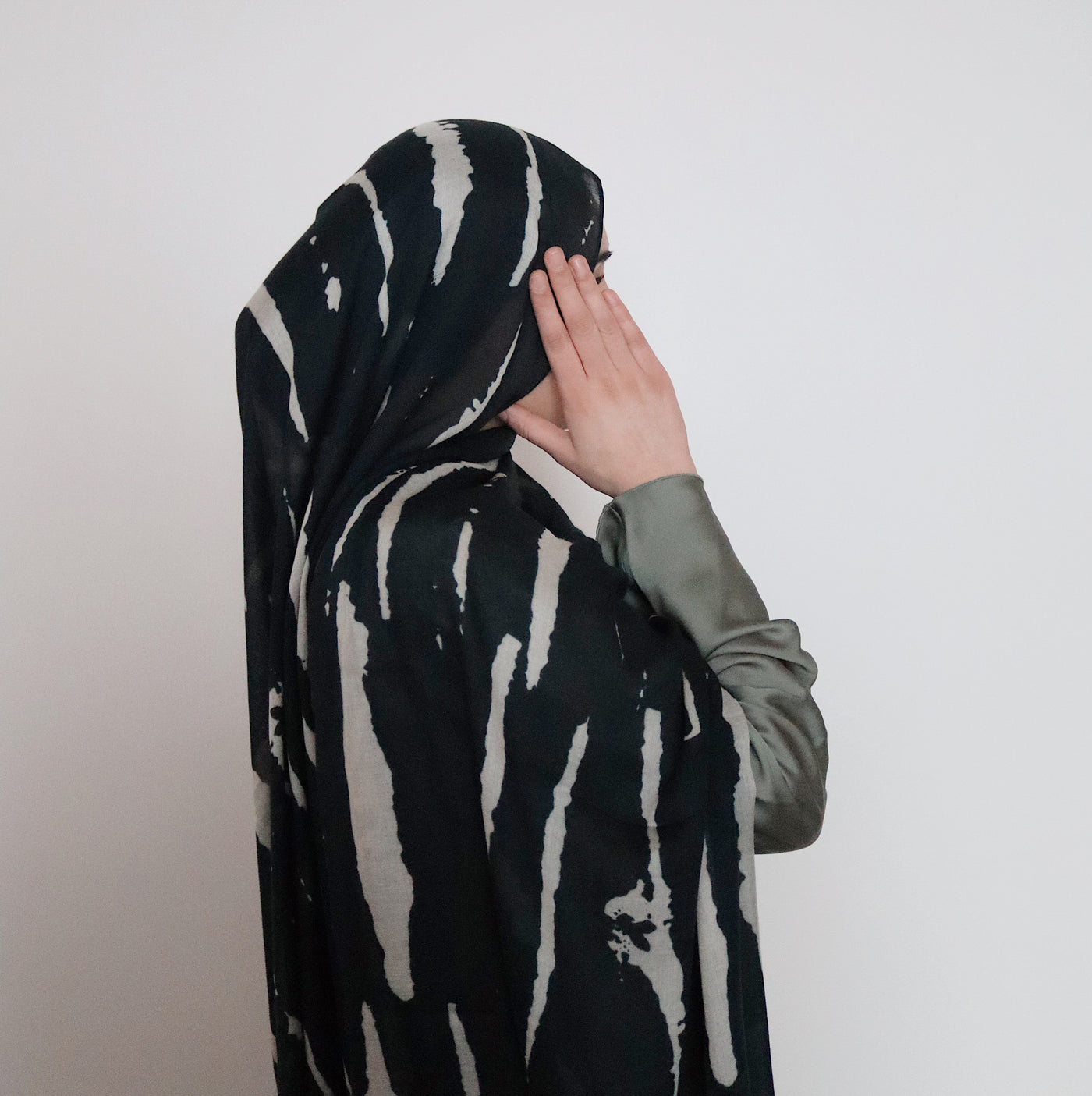 Printed Modal Hijab | Black Striped