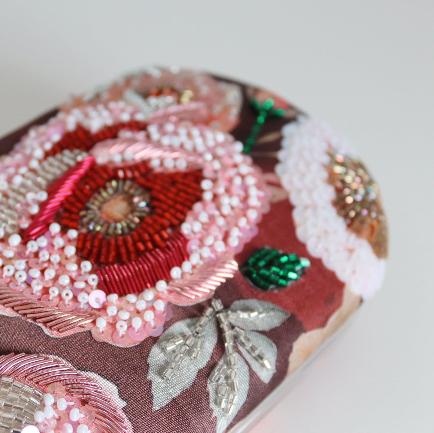 Ruby Peony Embellished Clutch Bag