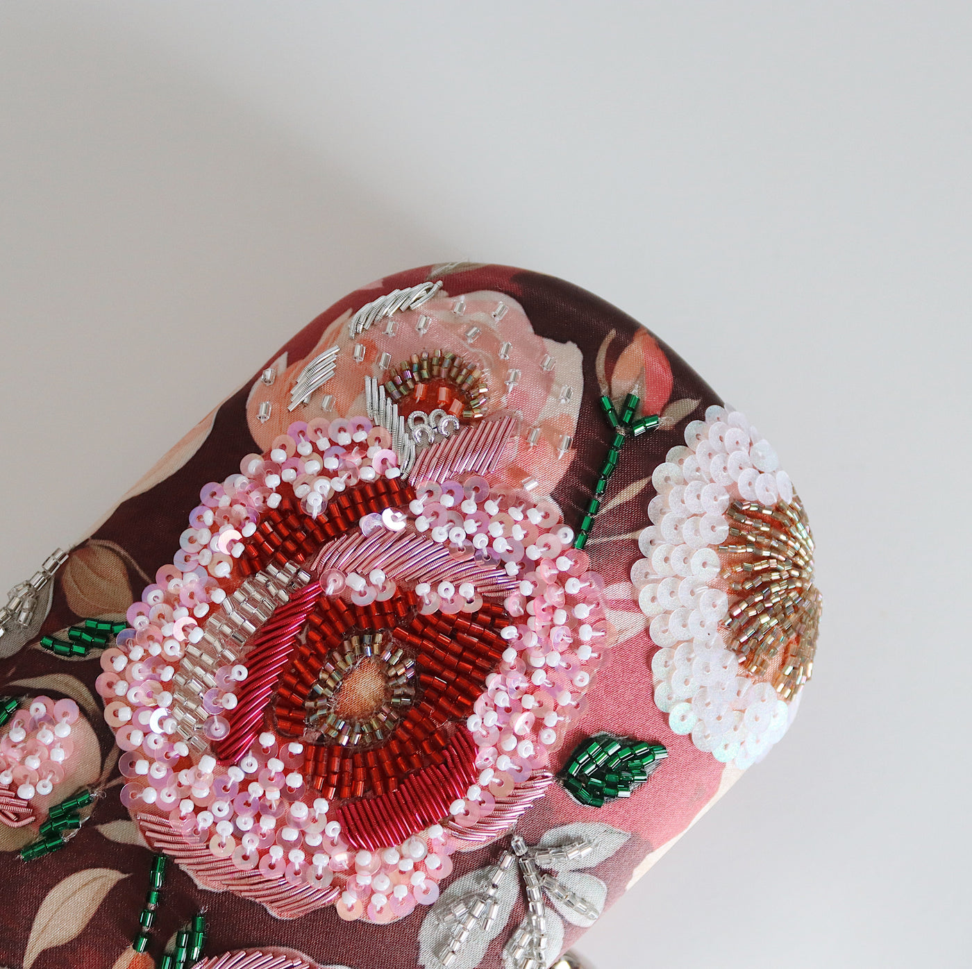 Ruby Peony Embellished Clutch Bag