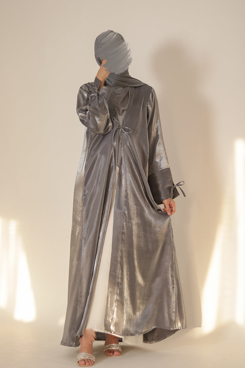 MoonDust Luxury Shimmer Silk Abaya