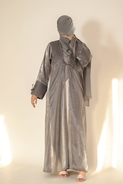 MoonDust Luxury Shimmer Silk Abaya