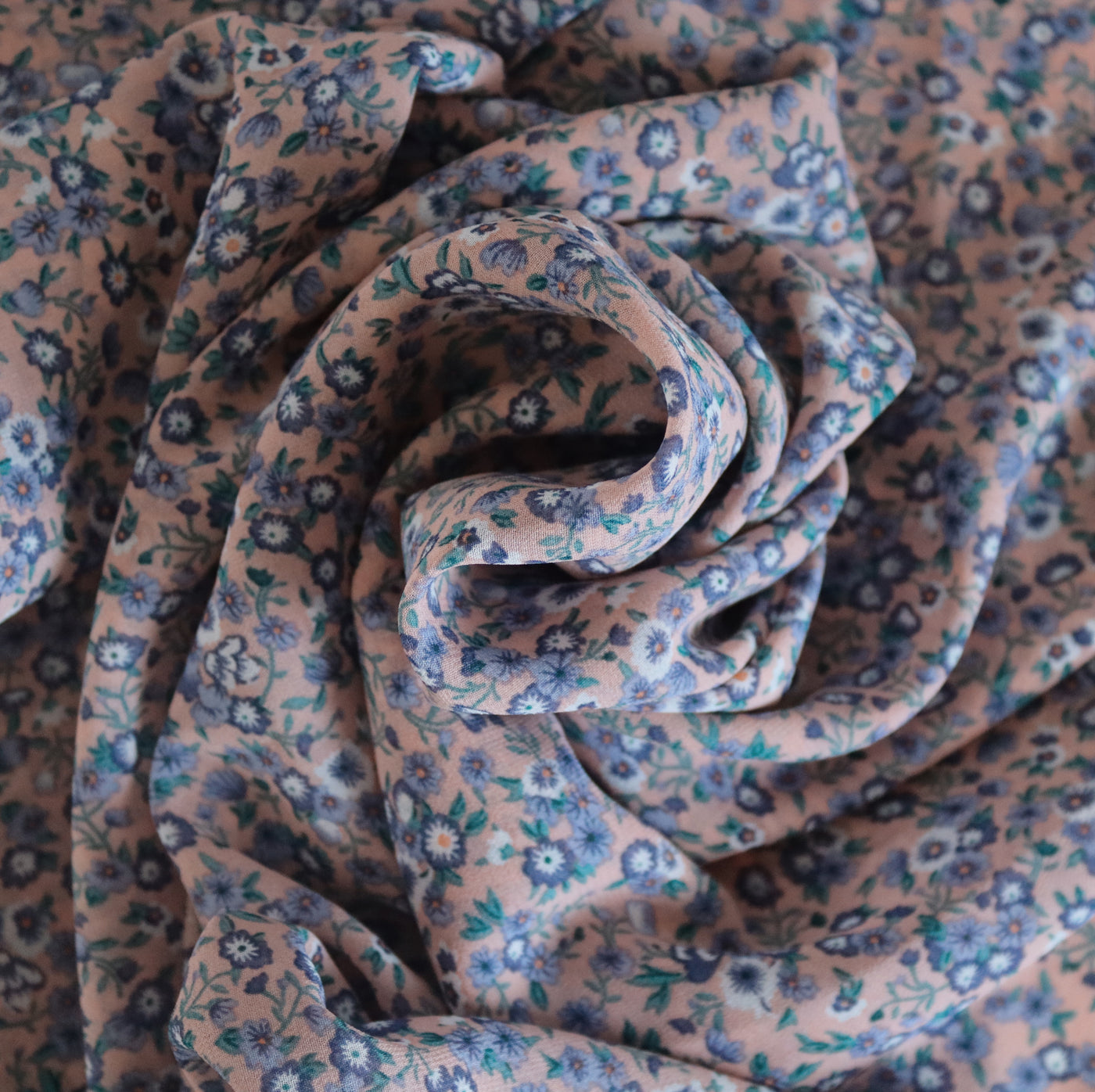 Chiffon Printed Hijab / Floral Blue